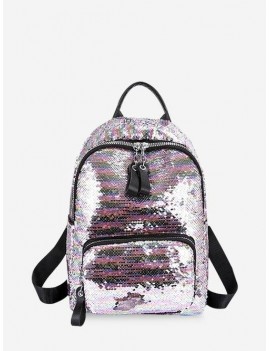 Colorful Sequin Zip Backpack - Pig Pink