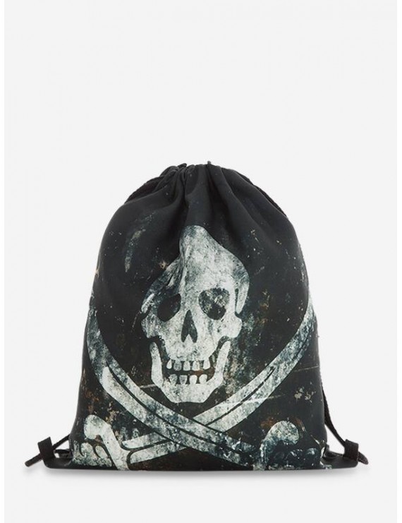 Halloween Drawstring Gothic Backpack - Black
