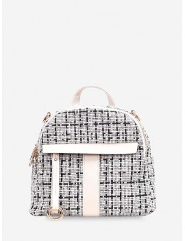Casual Plaid Pattern Simple Backpack - White