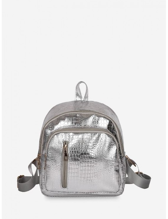 Casual Simple Solid Soft Backpack - Silver