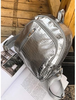 Casual Simple Solid Soft Backpack - Silver
