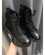 Patent Leather Platform High Top Fleece Shoes - Black Eu 35