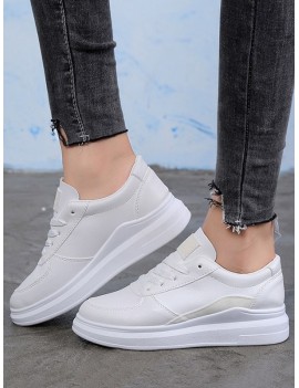 Contrast Trim PU Leather Skate Shoes - White Eu 39