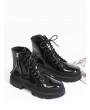 Solid Color Lace-up Decoration Boots - Black Eu 39