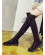 Solid Lace Up Over The Knee Boots - Black Eu 36