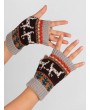 Christmas Deer Knitted Fingerless Gloves - Gray