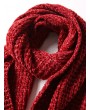Unisex Simple Winter Soft Long Weaving Chic Scarf - Red Wine