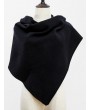 Faux Cashmere Knitted Triangle Shawl - Black