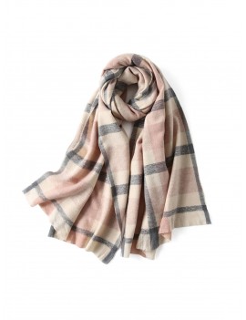 Plaid Winter Knitted Long Scarf - Pink