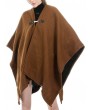 Solid Buckle Faux Cashmere Shawl - Brown Bear