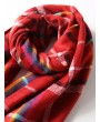 Plaid Double Sided Fringe Long Scarf - Red