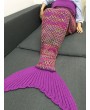Rhombus Design Knitting Mermaid Blanket - Purple
