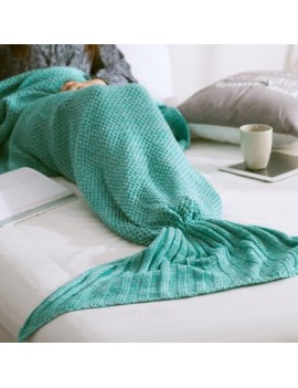 Warm Knitted Mermaid Tail Blanket - Mint Green S