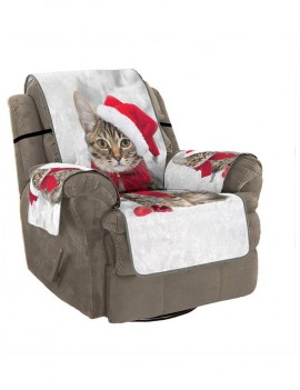 Christmas Cat Pattern Couch Cover - Multi Single  Seat