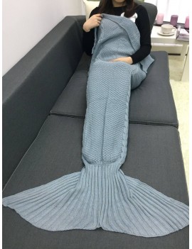 Keep Warm Crochet Knitting Mermaid Tail Style Blanket - Gray