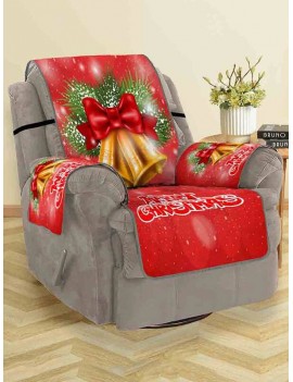 Christmas Bells Pattern Couch Cover - Red Single Seat