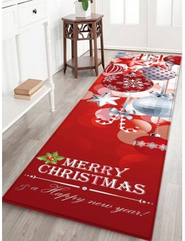 Christmas Snowflake Pattern Non-slip Flannel Floor Mat - Red W24 X L71 Inch