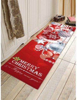 Christmas Snowflake Pattern Non-slip Flannel Floor Mat - Red W24 X L71 Inch