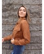 X Yasmine Bateman Snap Button Pockets Faux Suede Jacket - Wood S