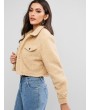  Snap Button Teddy Cropped Jacket - Tan S