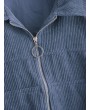  Corduroy Pocket Pull Ring Drop Shoulder Jacket - Slate Blue L