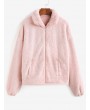  X Yasmine Bateman Solid Color Faux Fur Zip Up Jacket - Sakura Pink S