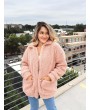 X Yasmine Bateman Pocket Zipper Drop Shoulder Fluffy Teddy Coat - Pink S