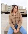  X Yasmine Bateman Snap Button Pockets Faux Fur Jacket - Champagne Gold S