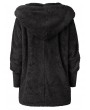 Oversize Open Front Furry Coat - Black M