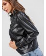  Zip Up Faux Leather Jacket - Black M