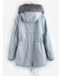Faux Fur Lining Hooded Longline Parka Coat - Light Blue S