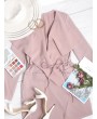 Belted Skirted Patched Pockets Waterfall Coat - Pink S