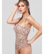 Smocked Ruched Dotted Tie Shoulder Bodysuit - Apricot S