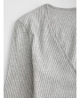 Snap Button Heathered V Neck Bodysuit - Slate Gray S