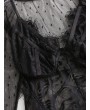 Dotted Eyelash Lace Panel Sheer Mesh Teddy - Black L
