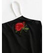 Contrast Trim Cami Embroidered Bodysuit - Black L