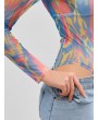 Mock Neck Colorful Mesh Bodysuit - Multi-a S