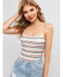 Knotted Back Pinstriped Cami Bodysuit - Multi-a S