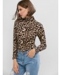 Mock Neck Leopard Bodysuit - Multi-a L