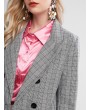 Flap Pockets Plaid Double Breasted Blazer - Multi M