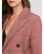 Double Breasted Houndstooth Mock Button Blazer - Red Wine L