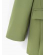 Open Front Padded Shoulder Pocket Longline Blazer - Green S