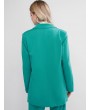 Patched Pockets Solid Open Placket Blazer - Macaw Blue Green L