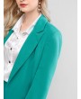 Patched Pockets Solid Open Placket Blazer - Macaw Blue Green L