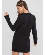  Faux Pockets Double Breasted Mini Work Dress - Black Xl