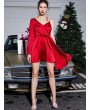  Christmas Asymmetrical V Neck Long Sleeve Dress - Red Wine Xl