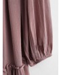 Solid Long Sleeve Double V Mini Dress - Rose M