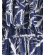 Leaves Print Slit Off Shoulder Dress - Dark Slate Blue Xl
