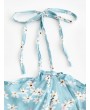 Floral Cami A Line Mini Dress - Jeans Blue M