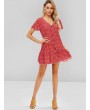 Button Up Tiny Floral Mini Dress - Red S